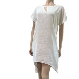 soft surroundings Cream midi  medium White Keyhole cotton Dress